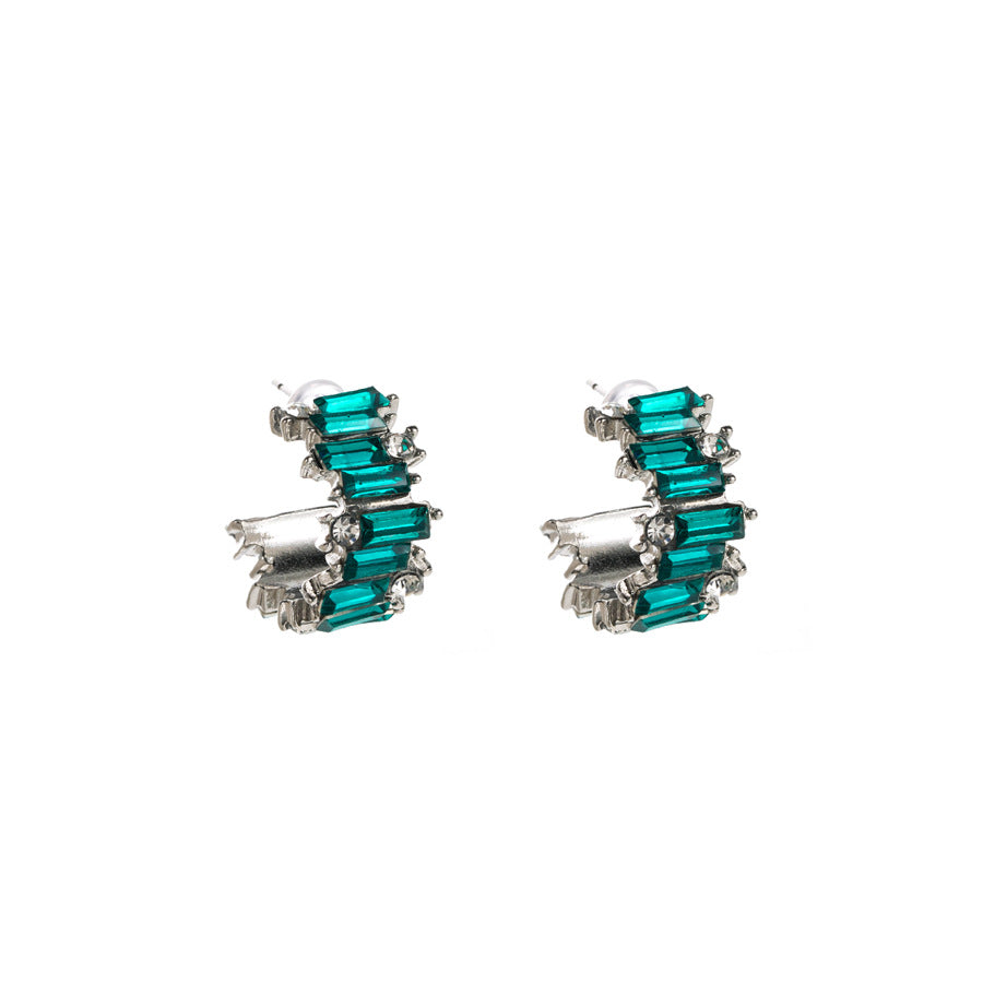 Wholesale Fashion Diamond Simple C Shape Alloy Earrings